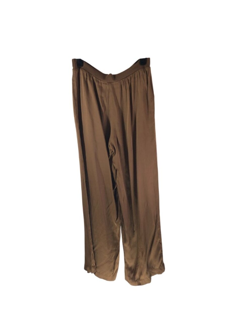 T Tahari Womens Pants Pull On Wide Leg Satin Brown Pockets S - Picture 4 of 6